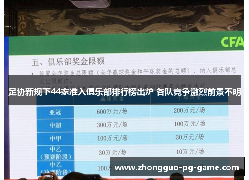 足协新规下44家准入俱乐部排行榜出炉 各队竞争激烈前景不明